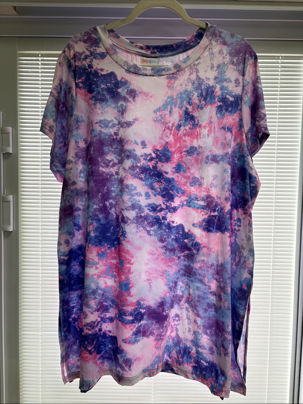 LuLaRoe Tie-Dye Short Sleeve Tunic - Pink, Purple, Blue
